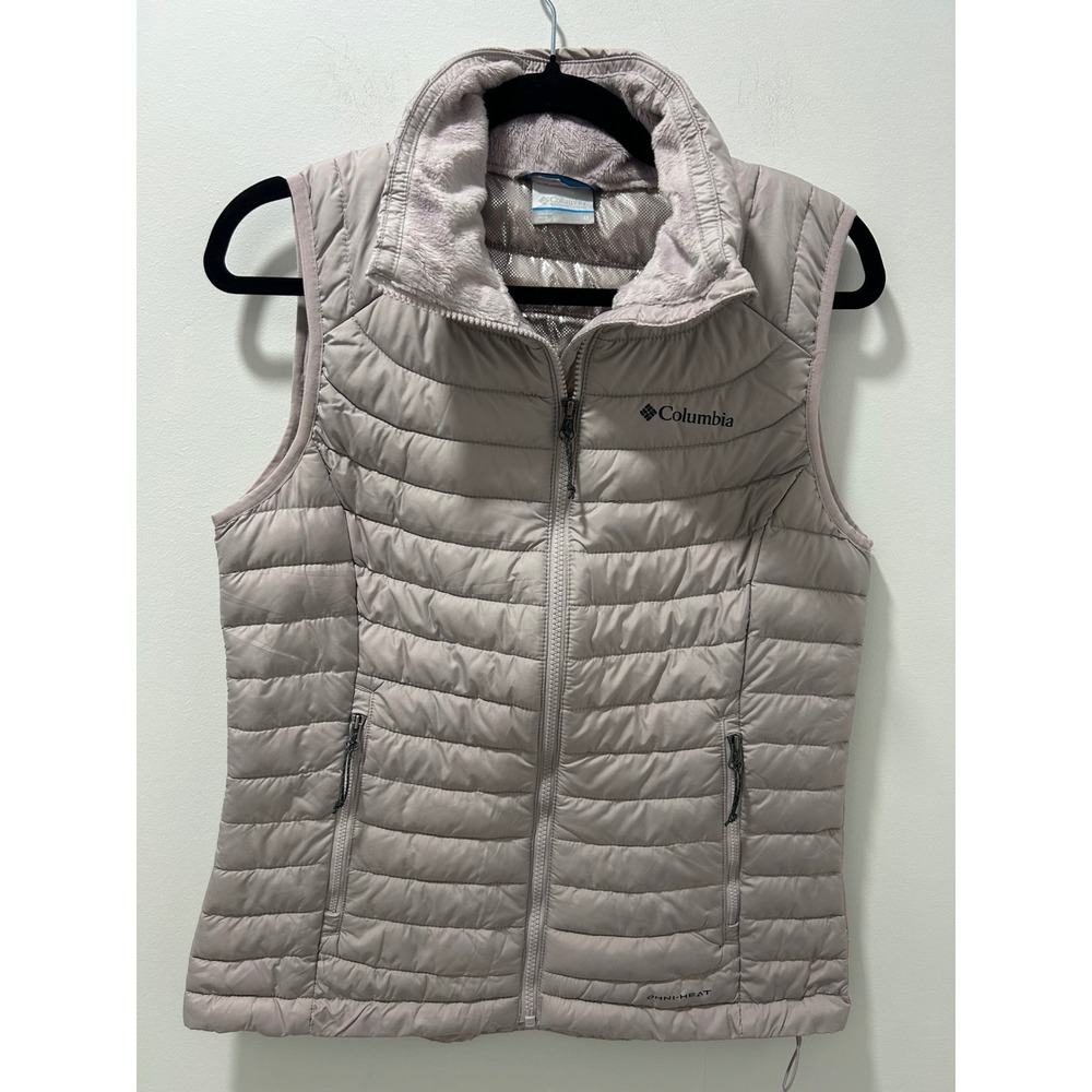 Columbia Omni-Heat Puffer Vest Lavender Mauve Fleece Collar Quilted Medium